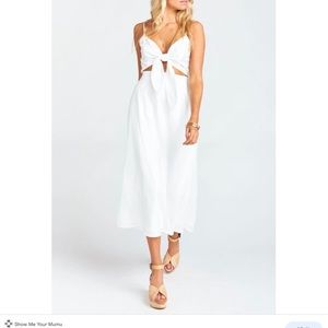 Show Me Your MuMu Moby Tie Midi Dress White Small